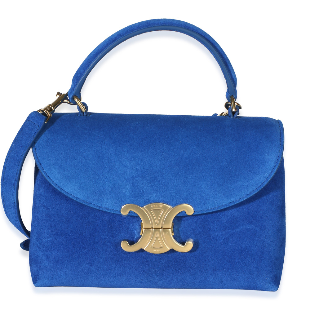 Celine Ultra Blue Suede Calfskin Teen Nino Top Handle Bag
